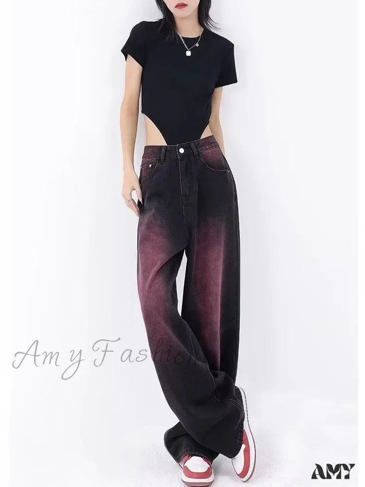 Amy Fashion - Autumn Literary Trend Loose Washed Youth High Street Harajuku Women’s Jean