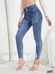 Amy Fashion - Autumn Stretch Ripped Casual Skinny Slim Denim Pencil Jean