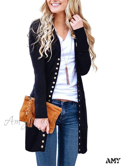 Amy Fashion - Autumn Winter Knitted Cardigan Women Jumper Long Sleeve Slim Sweater