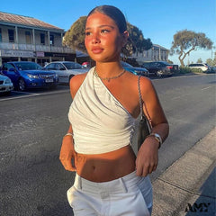 Amy Fashion - Backless Sleeveless Spaghetti Strap Halter Camis