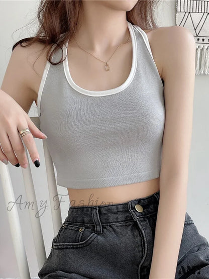 Amy Fashion - Basic Cotton Sports Tank Tops