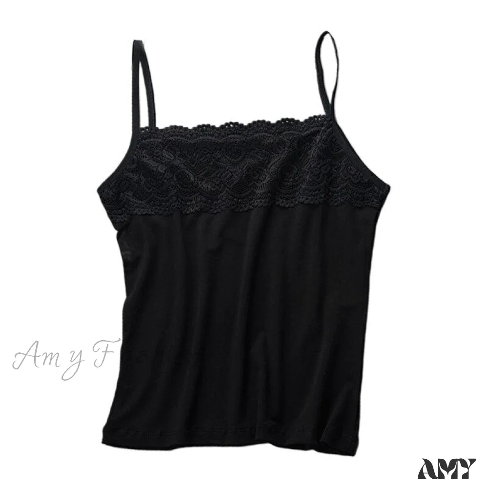 Amy Fashion - Basic Layer Sleeveless Tank Top Black