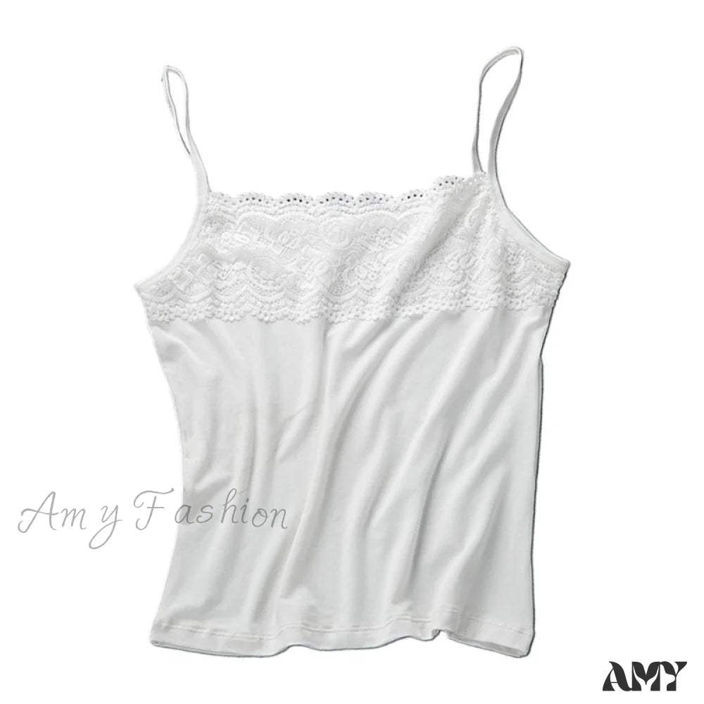 Amy Fashion - Basic Layer Sleeveless Tank Top White