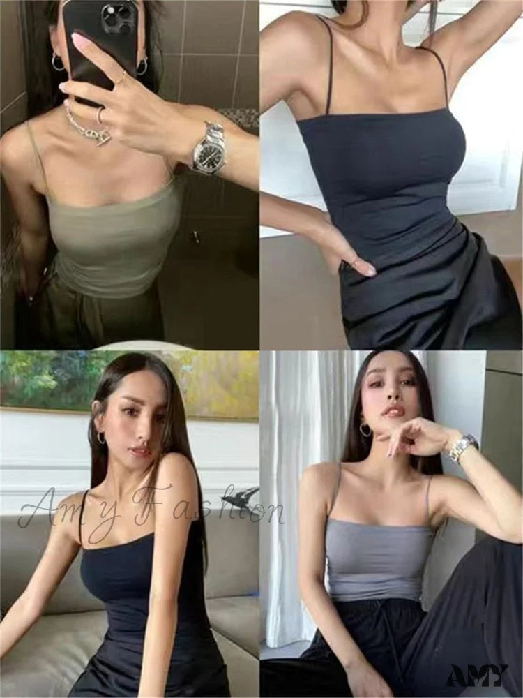 Amy Fashion - Basic Spaghetti Strap Tank Top