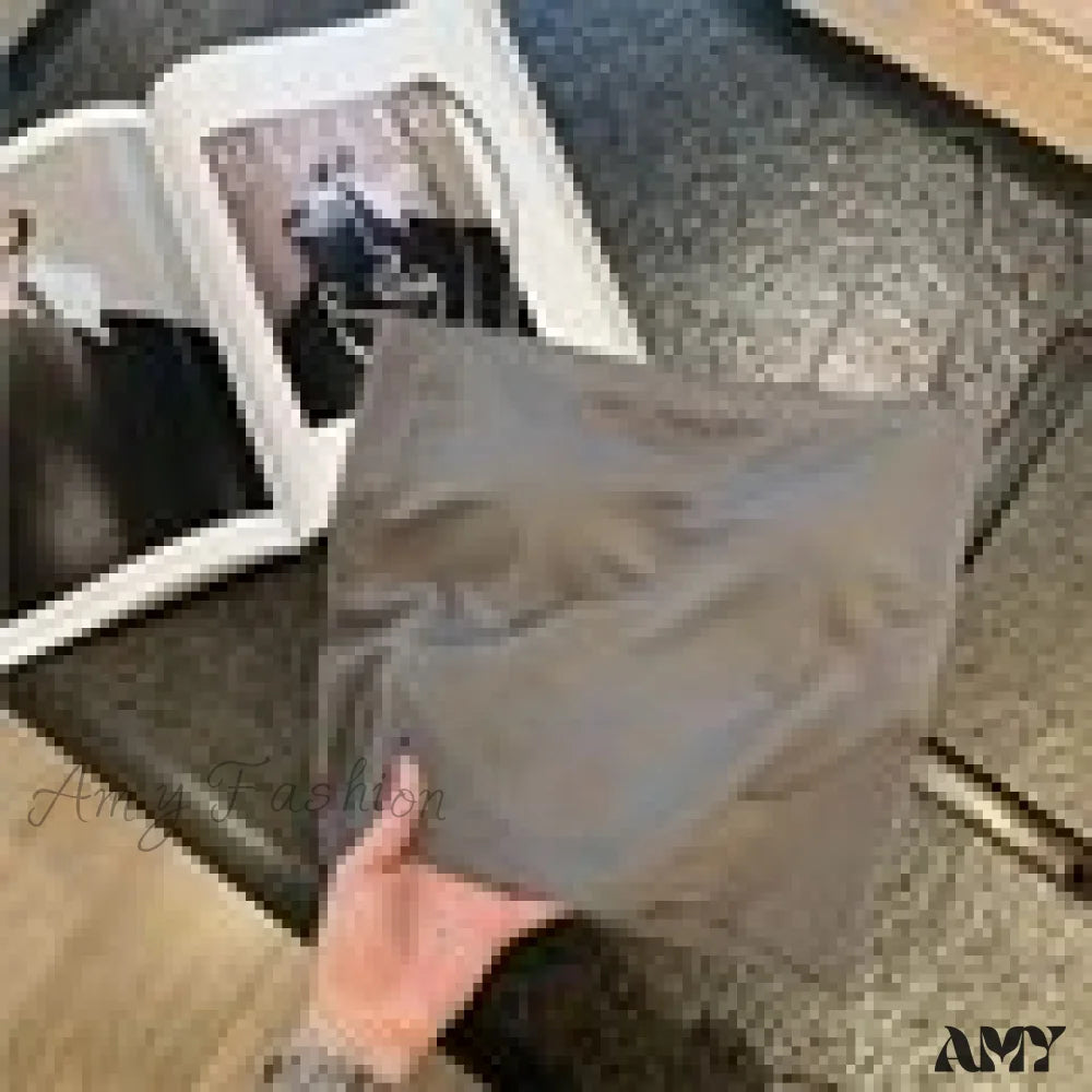 Amy Fashion - Basic Spaghetti Strap Tank Top Dark Grey / Length(9.05Inch)