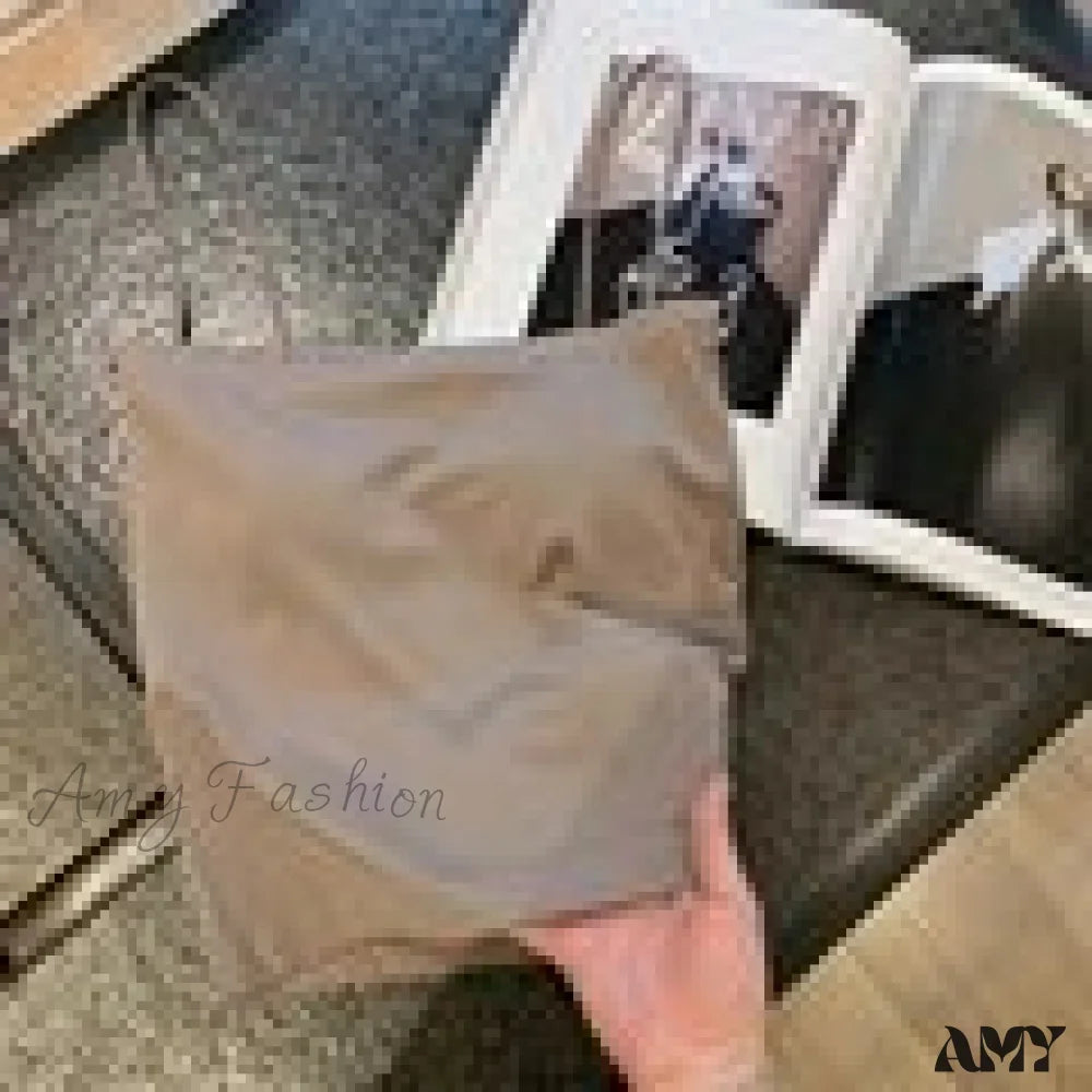 Amy Fashion - Basic Spaghetti Strap Tank Top Khaki / Length(9.05Inch)