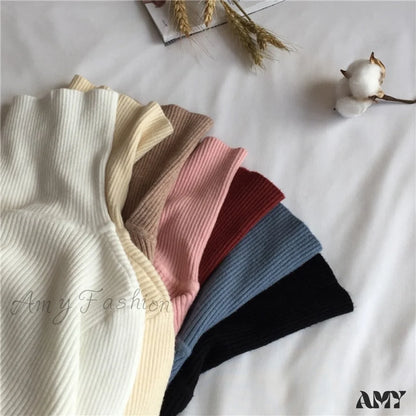 Amy Fashion - Basic Turtleneck Knitted Top