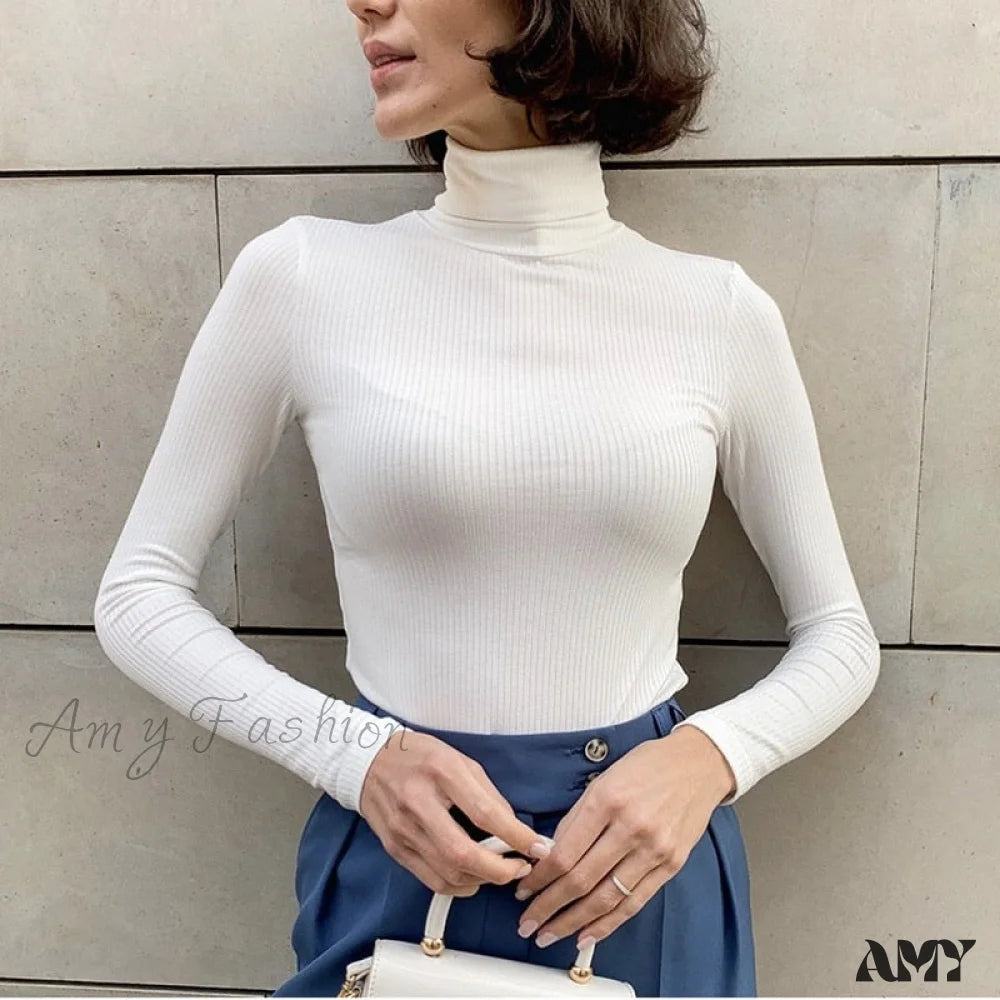 Amy Fashion - Basic Turtleneck Knitted Top