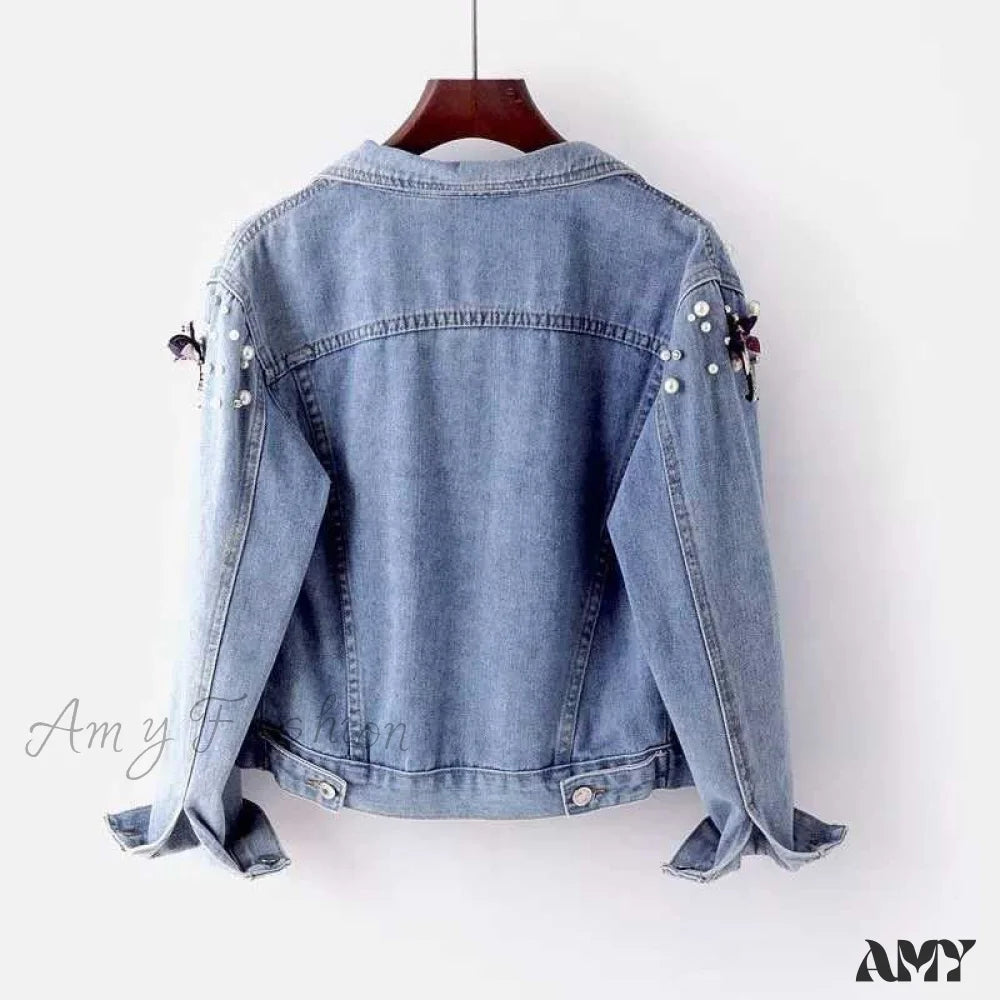 Amy Fashion - Beading Loose Dragonfly Demin Jacket