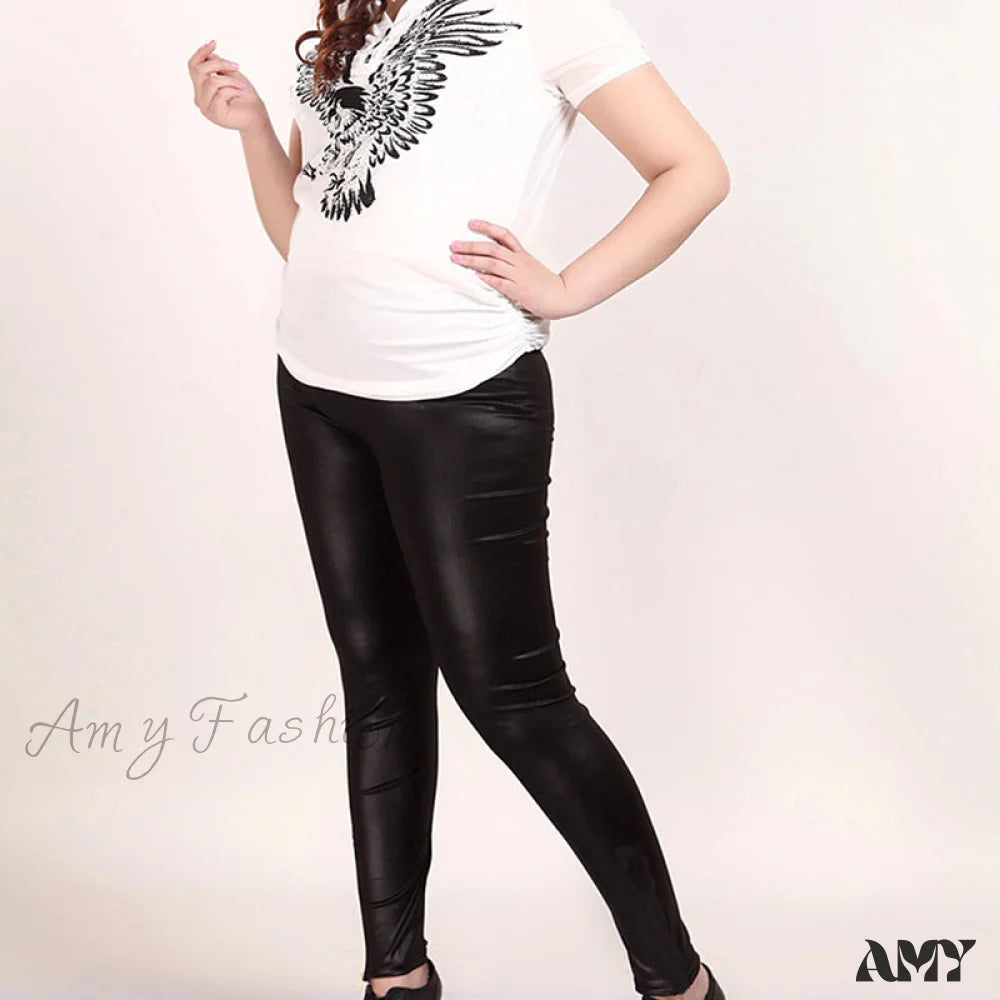 Amy Fashion - Black Pu Leather Pants