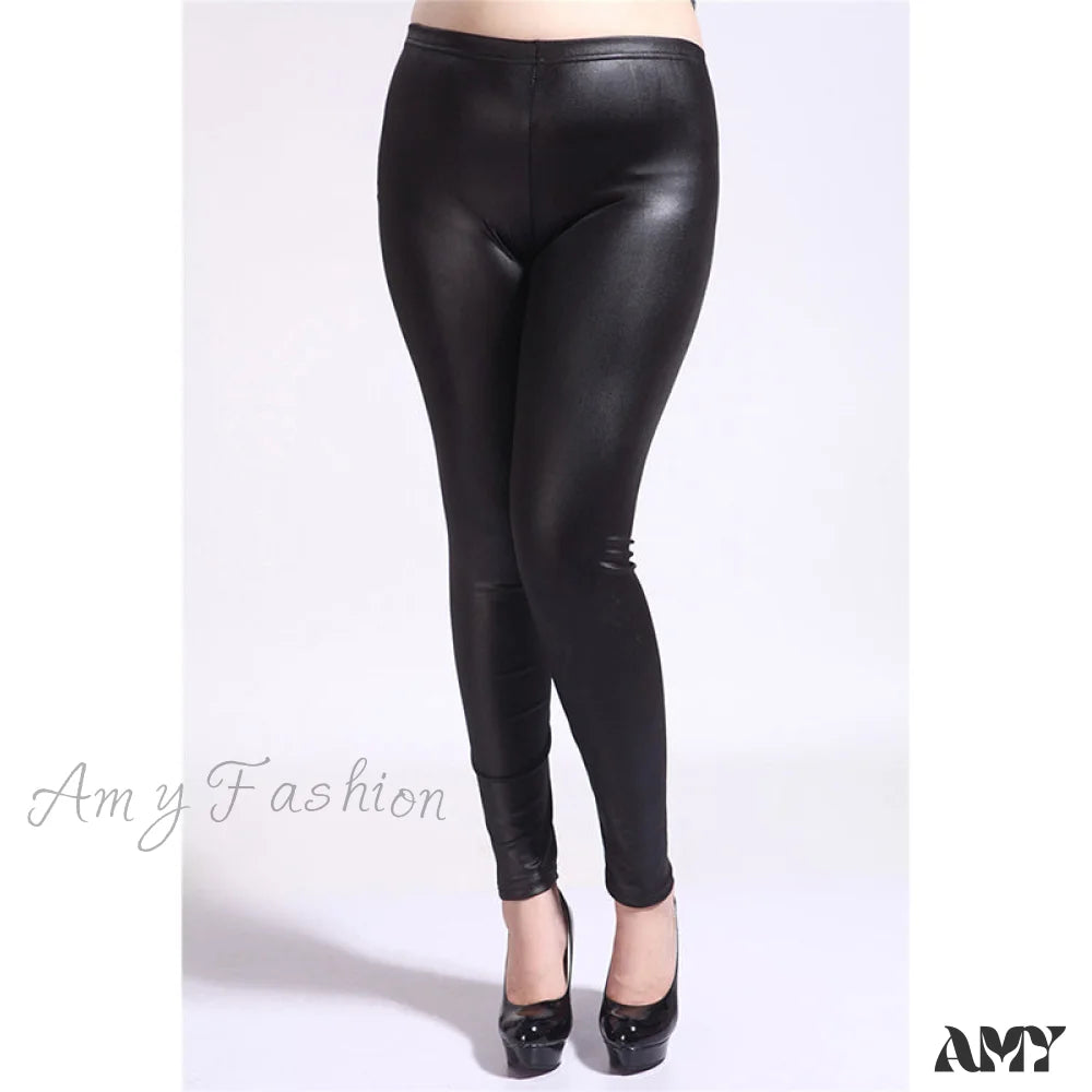 Amy Fashion - Black Pu Leather Pants