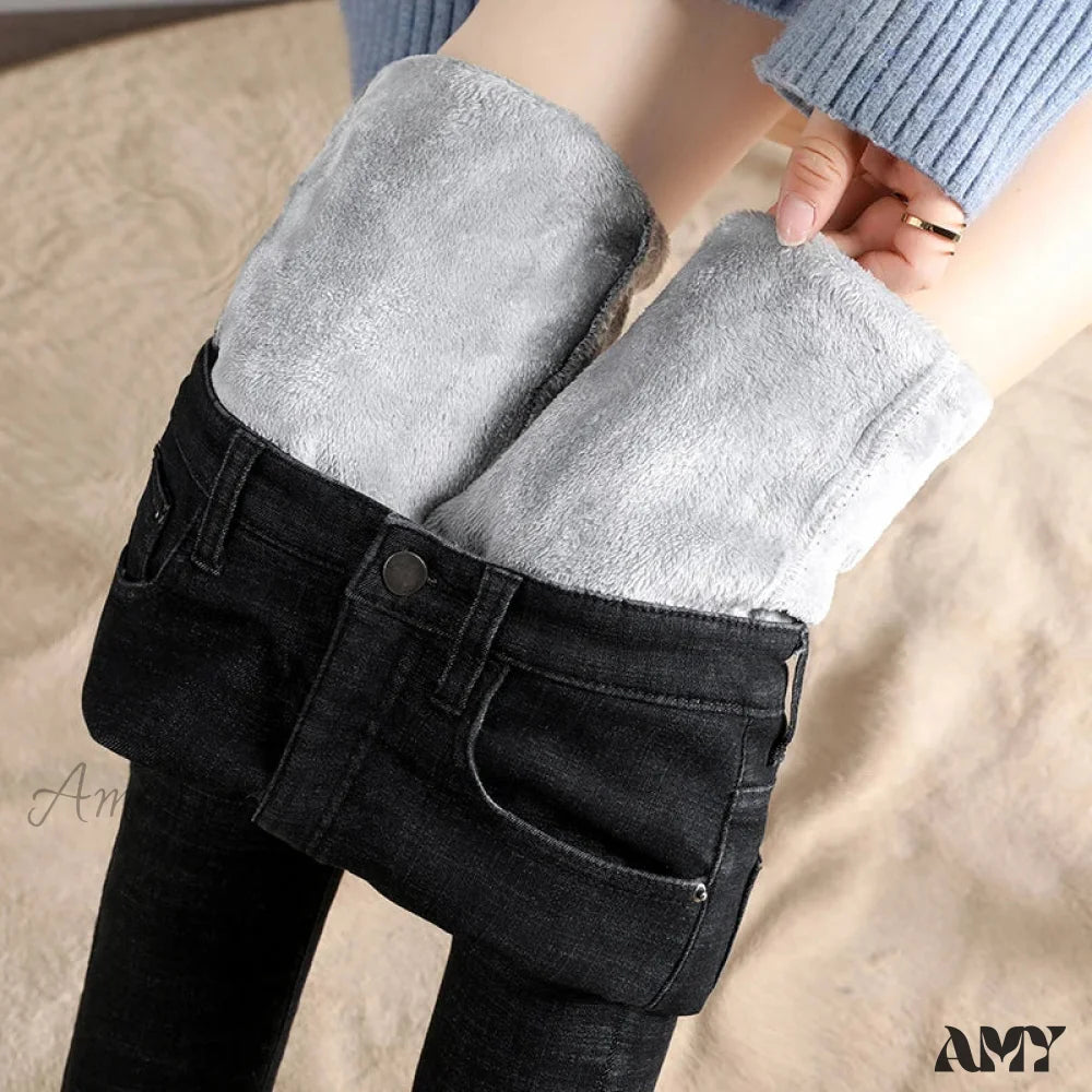 Amy Fashion - Black Streetwear American Style Trouser High Vintage Denim Jean