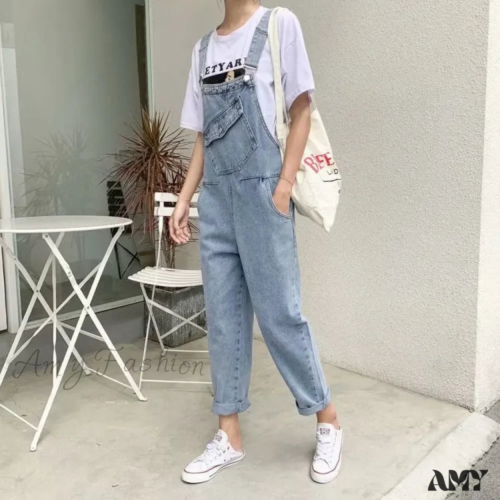 Amy Fashion - Blue Vintage Quality Women Pant Woman High Waist Denim Pants Wide Leg Clothing Jean