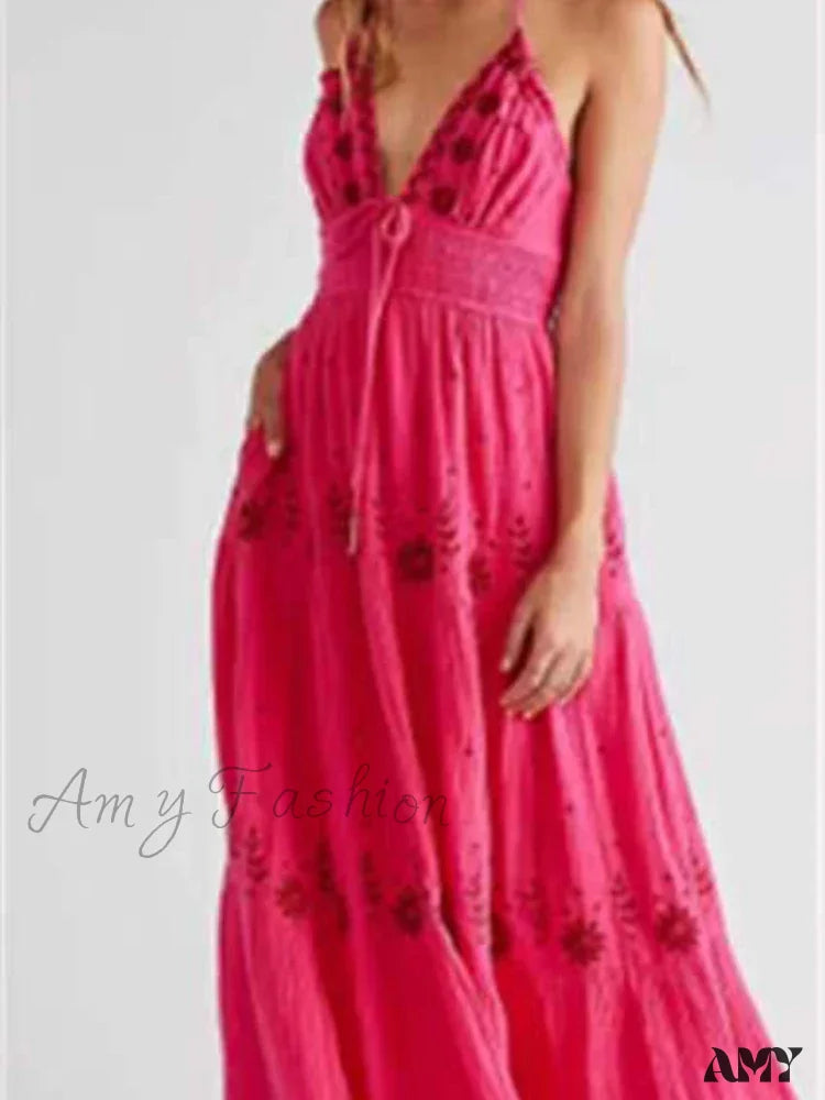 Amy Fashion - Bohemian Flower Birthday Beach Holiday Boho Dress