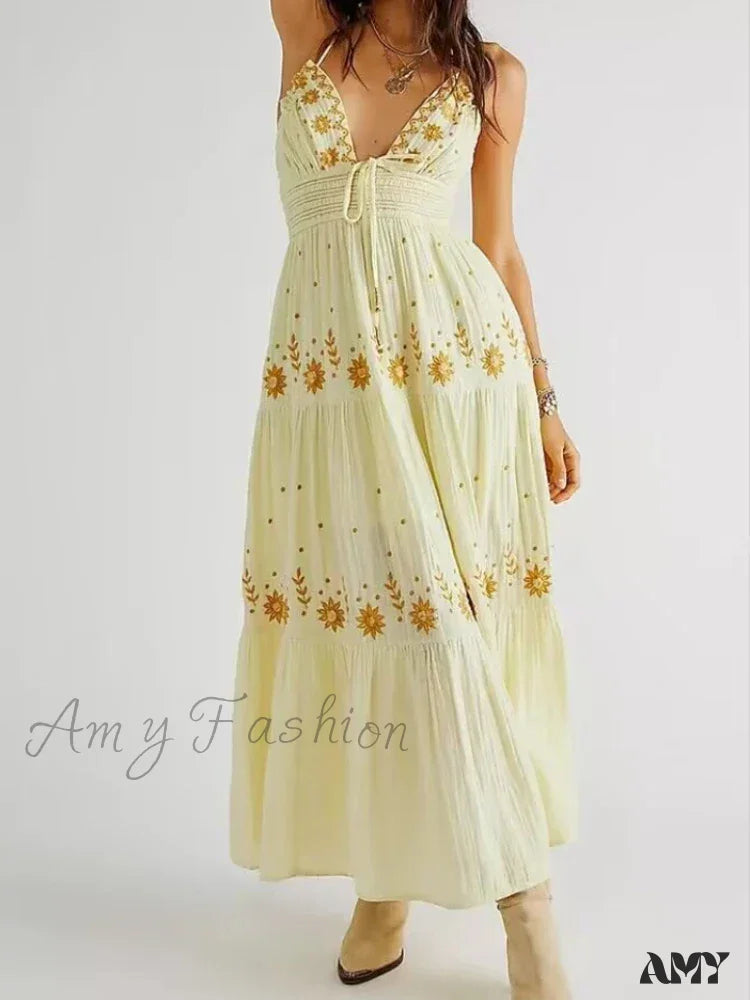 Amy Fashion - Bohemian Flower Birthday Beach Holiday Boho Dress