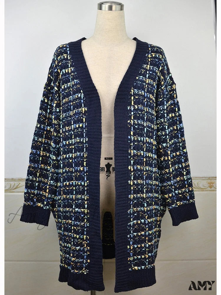 Amy Fashion - Bohemian Plaid Cardigans Vintage Long Coat Female Jacket