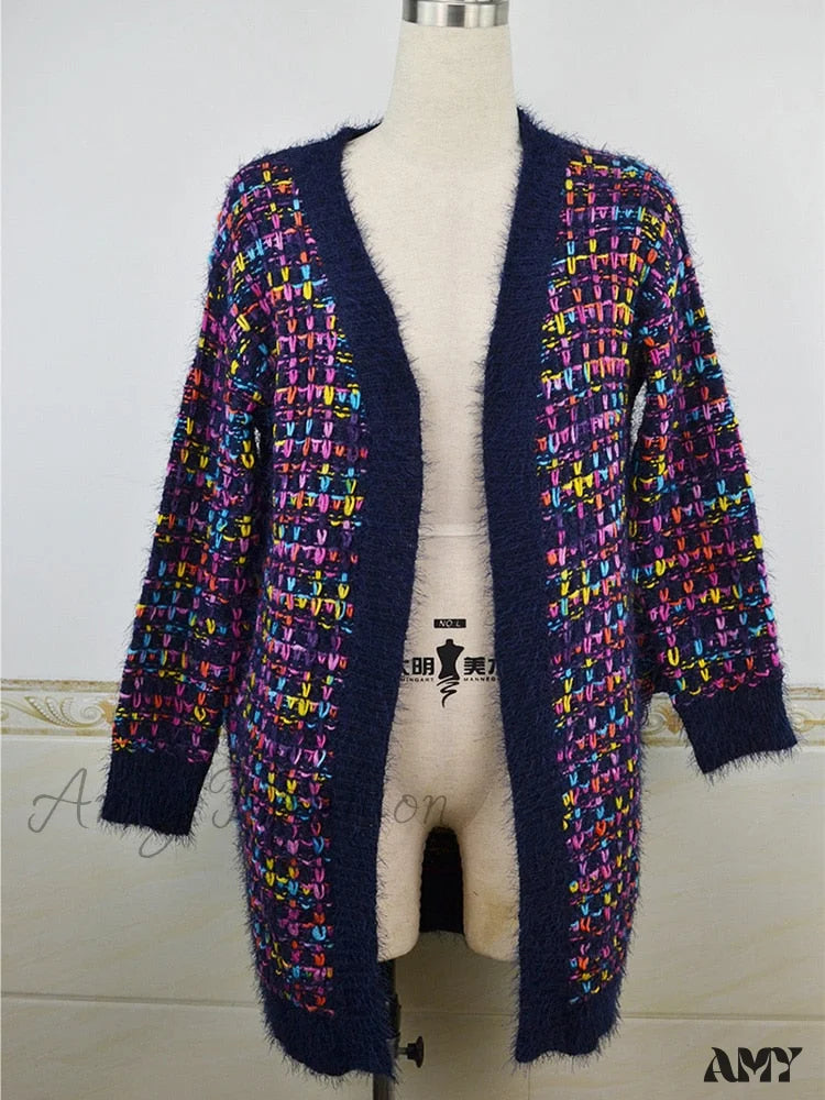 Amy Fashion - Bohemian Plaid Cardigans Vintage Long Coat Female Jacket