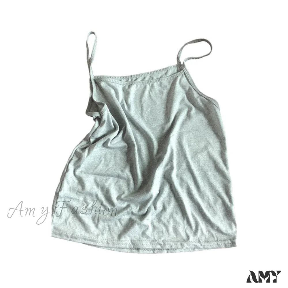 Amy Fashion - Camisole Spaghetti Strap Top Lightgray / M