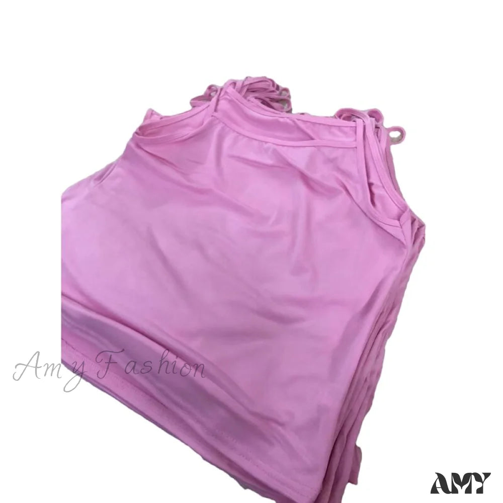 Amy Fashion - Camisole Spaghetti Strap Top Pink / M