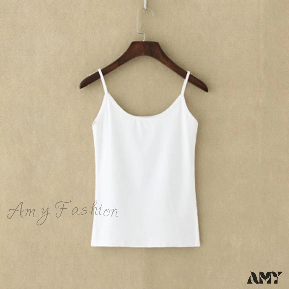 Amy Fashion - Camisole Spaghetti Strap Top White / M