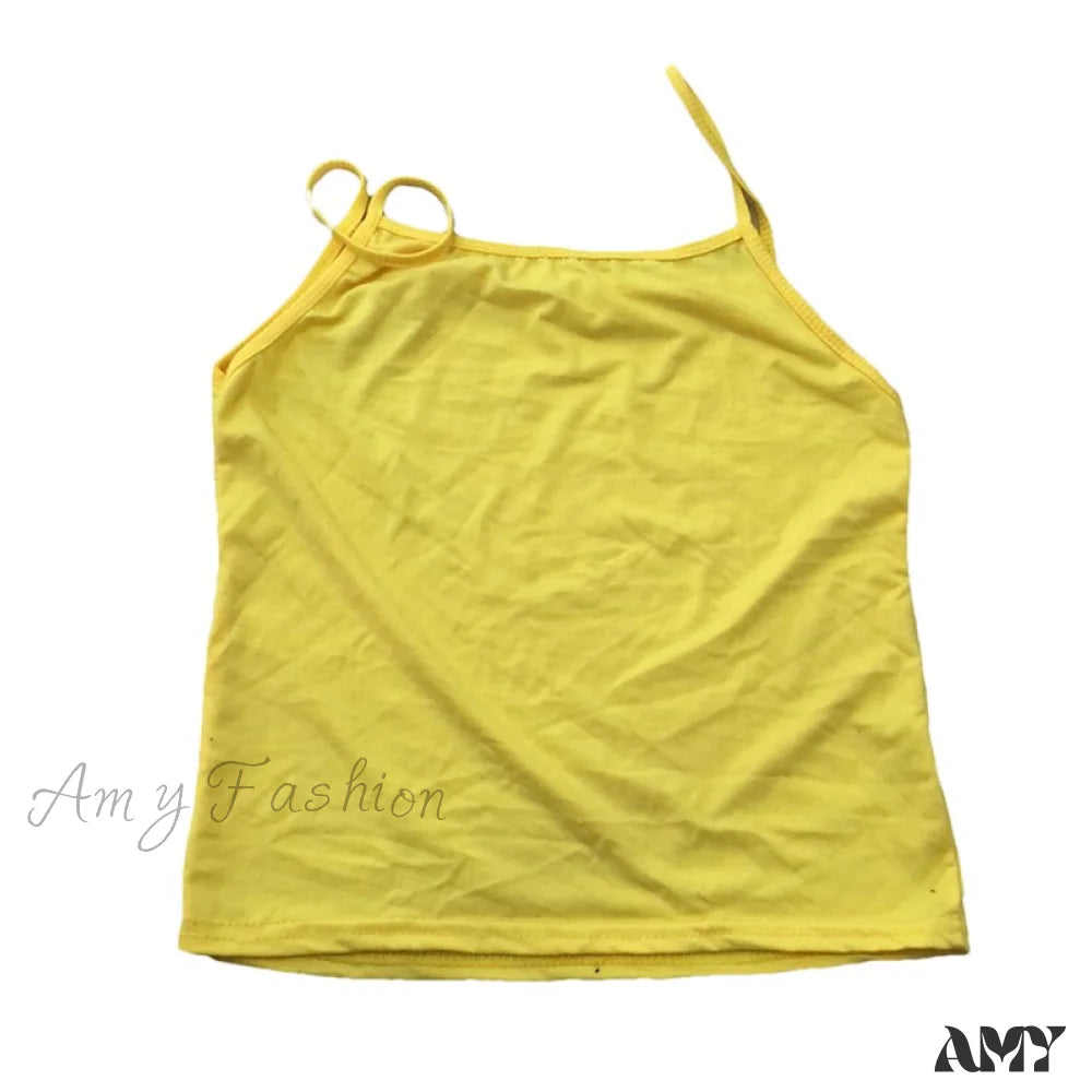 Amy Fashion - Camisole Spaghetti Strap Top Yellow / M