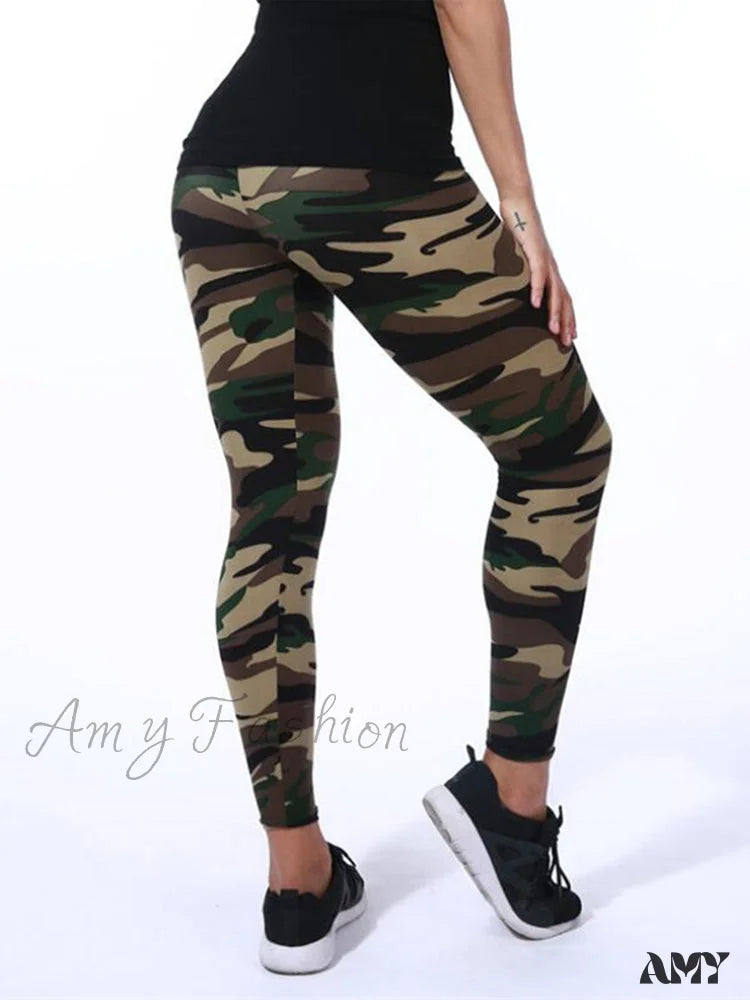 Amy Fashion - Camouflage Graffiti Style Slim Stretch Trouser 2 / S