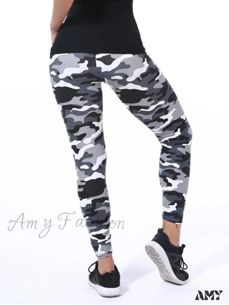 Amy Fashion - Camouflage Graffiti Style Slim Stretch Trouser