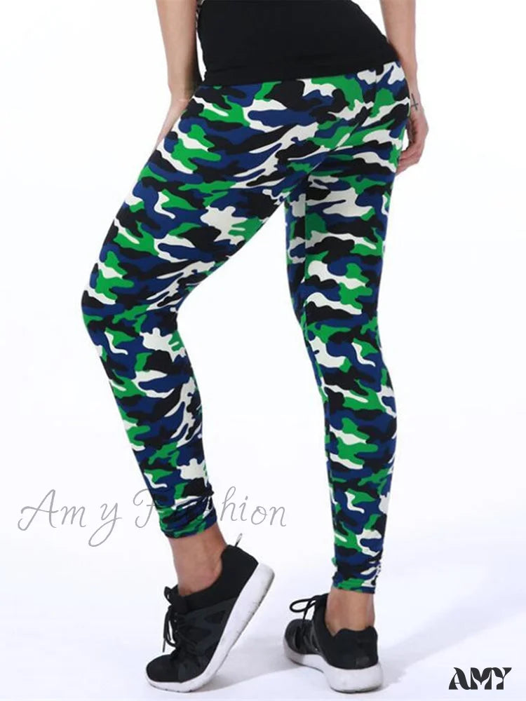 Amy Fashion - Camouflage Graffiti Style Slim Stretch Trouser