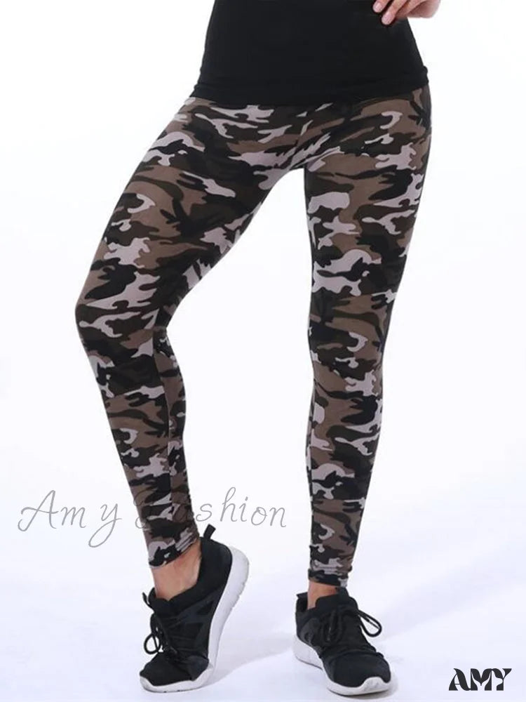 Amy Fashion - Camouflage Graffiti Style Slim Stretch Trouser 3 / S