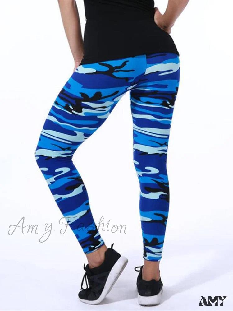 Amy Fashion - Camouflage Graffiti Style Slim Stretch Trouser 4 / S