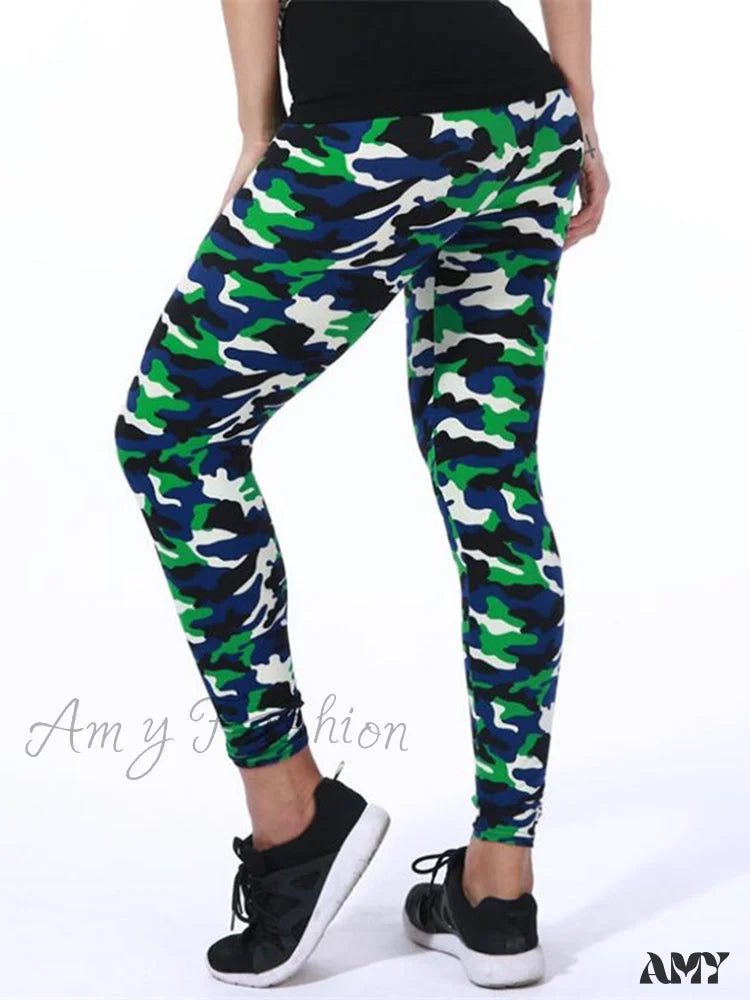 Amy Fashion - Camouflage Graffiti Style Slim Stretch Trouser 5 / S