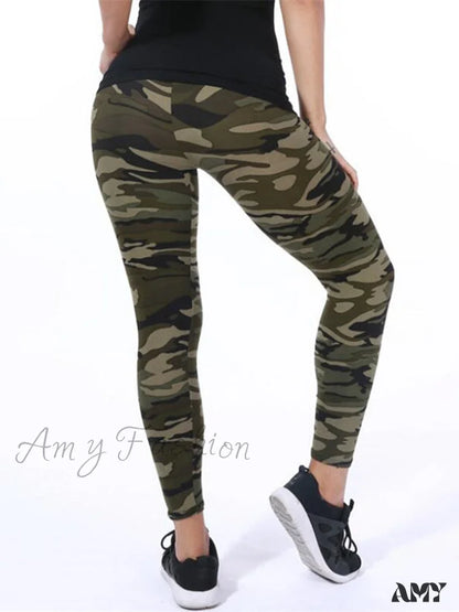 Amy Fashion - Camouflage Graffiti Style Slim Stretch Trouser 6 / S