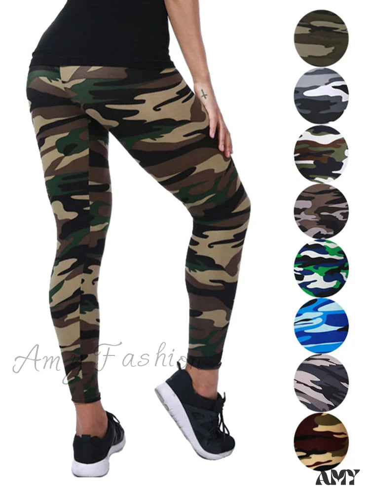 Amy Fashion - Camouflage Graffiti Style Slim Stretch Trouser