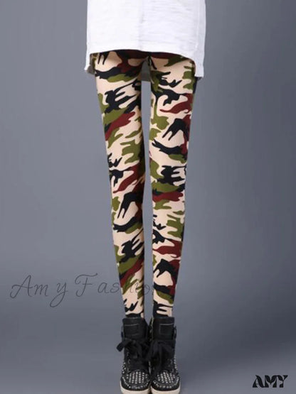 Amy Fashion - Camouflage Graffiti Style Slim Stretch Trouser 8 / S