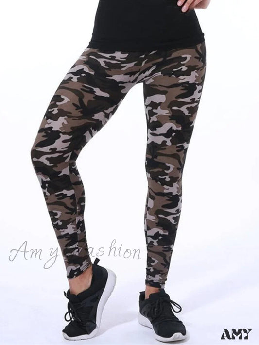 Amy Fashion - Camouflage Graffiti Style Slim Stretch Trouser