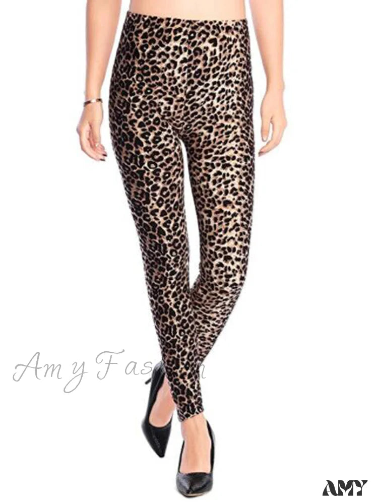 Amy Fashion - Camouflage Graffiti Style Slim Stretch Trouser Small Leopard / S