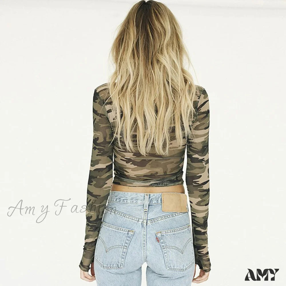 Amy Fashion - Camouflage Print T-Shirt