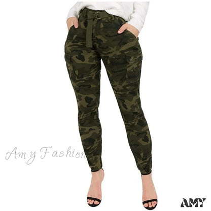 Amy Fashion - Cargo Camouflage Pants Green / S