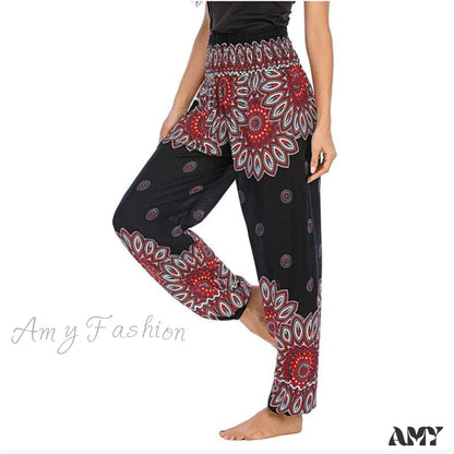 Amy Fashion - Casual Boho Vintage Wide Leg Pants Black / S