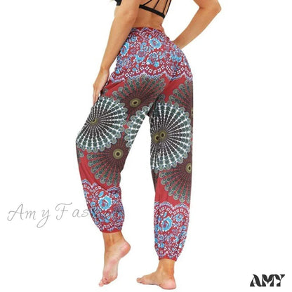 Amy Fashion - Casual Boho Vintage Wide Leg Pants Pink / S