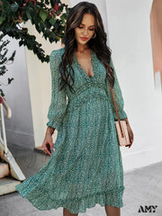 Amy Fashion - Casual Butterfly Sleeve High Waist Chiffon Chic Dress