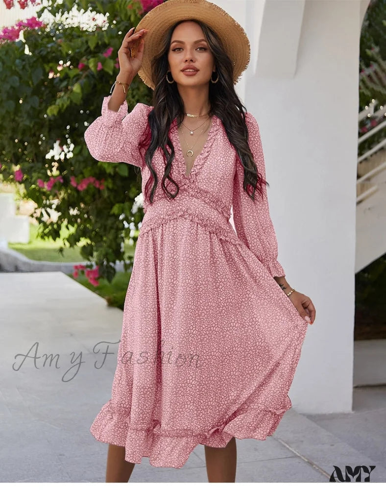 Amy Fashion - Casual Butterfly Sleeve High Waist Chiffon Chic Dress