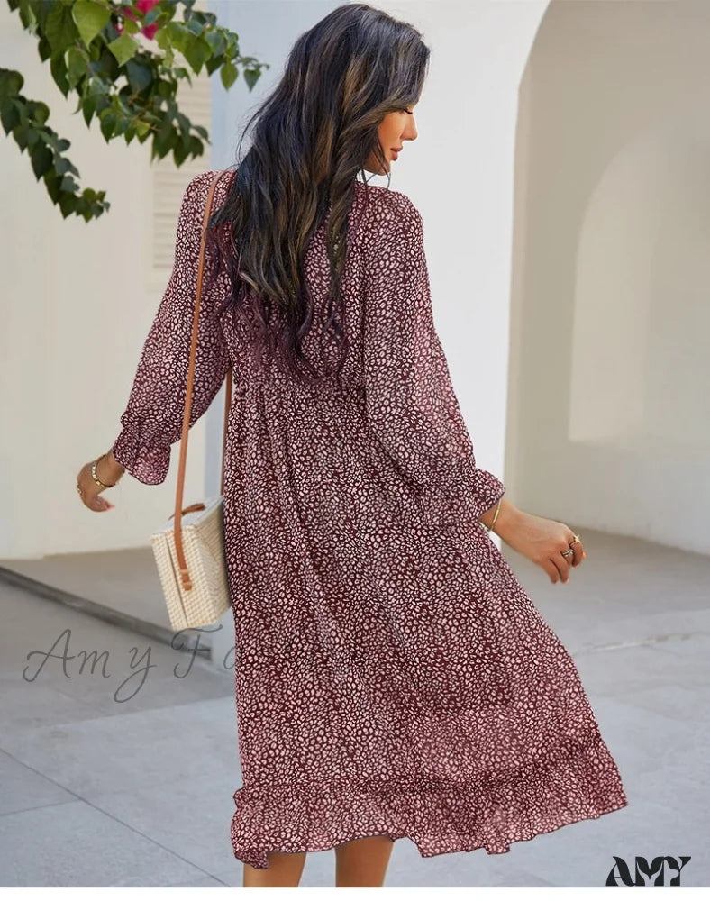 Amy Fashion - Casual Butterfly Sleeve High Waist Chiffon Chic Dress