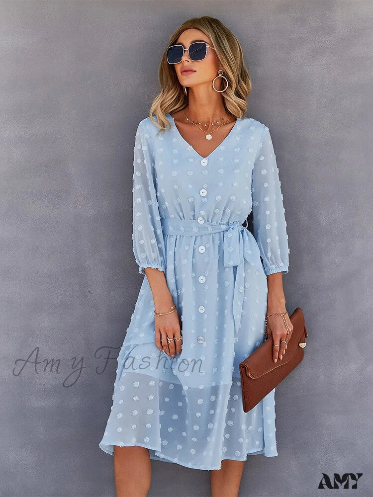 Amy Fashion - Casual Chic Sexy Womne’s Dress Blue / L