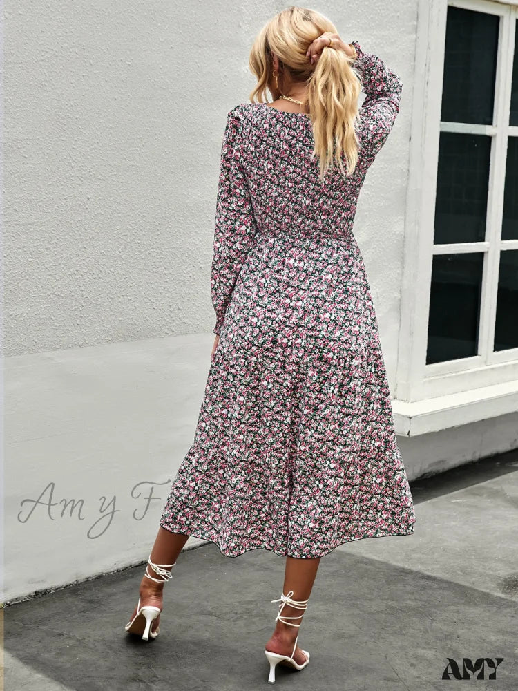 Amy Fashion - Casual Floral Printed Dresses