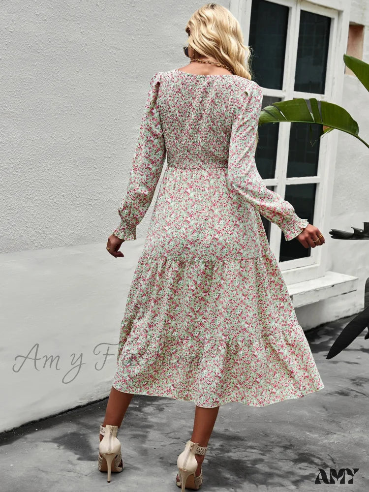 Amy Fashion - Casual Floral Printed Dresses