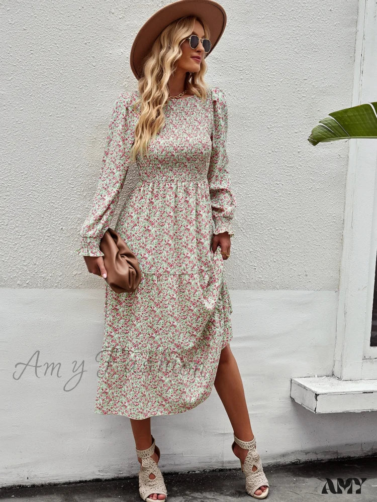 Amy Fashion - Casual Floral Printed Dresses