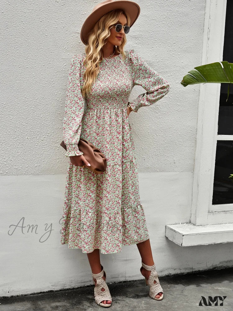 Amy Fashion - Casual Floral Printed Dresses