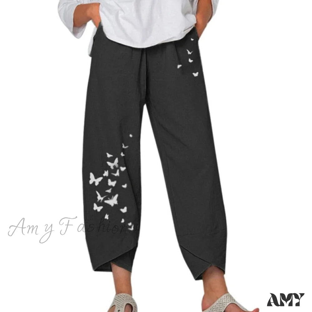 Amy Fashion - Casual Harem Wide Leg Pants Black / S