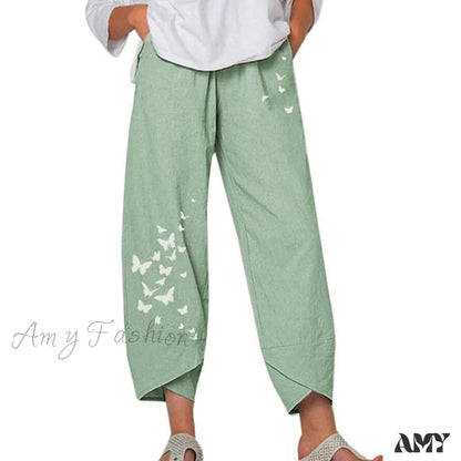 Amy Fashion - Casual Harem Wide Leg Pants Green / S